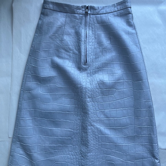 RED VALENTINO Embossed Leather Reptile A-line Skirt In Grey - Picture 7 of 13